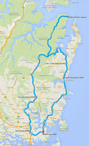 the route to-from West Head