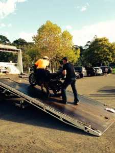 S1000RR being towed