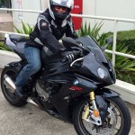Pillionpassionista in her new gear astride the S1000RR
